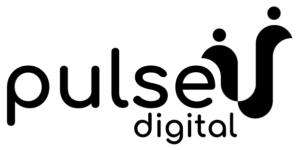 Vertical rendition of Pulse Digital's logo, emphasising the company's upward trajectory in delivering exceptional digital results.
